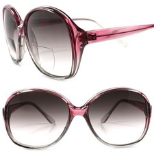 Classic Genuine Vintage Pink Womens Tint Lens Bifocal 3.25 Reading Sun Glasses