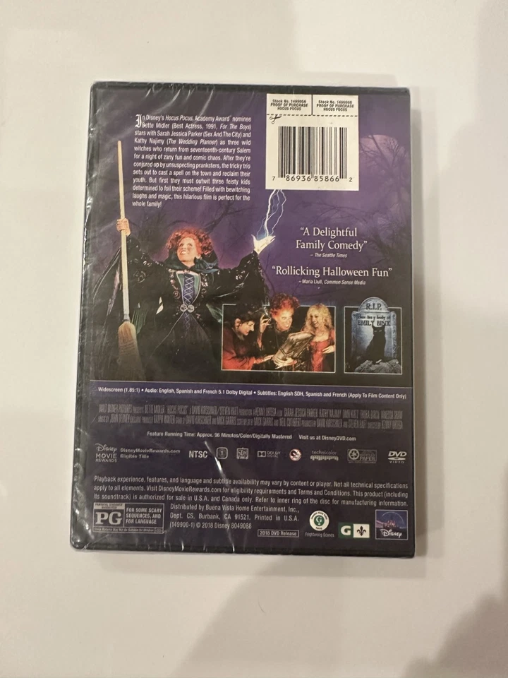 Disney Hocus Pocus DVD, Brand New - Widescreen, Dette Midler - Kathy Najimy - Image 2 of 2