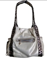 Kathy Van Zeeland Handbag Purse Metallic Silver Cheetah Print EXCELLENT