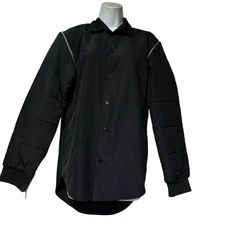 Christopher Shannon Black Hybrid Puffer Sleeve Button Shirt Jacket Men’s Size S