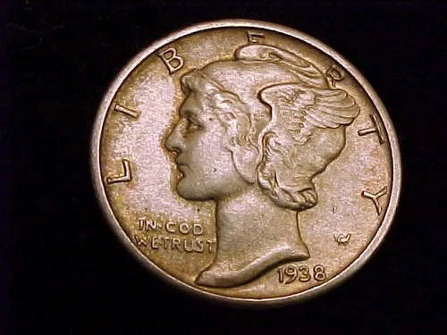 1938-D  Mercury Dime,  Extra Fine to About Uncirculated Grade