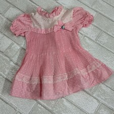 Pink vintage girls dress Ruffled Dress with Lace Details