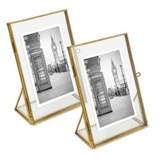 Isaac Jacobs 4X6 Antique Gold Vintage Style Brass And Glass Floating Photo