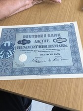 Aktie, Deutsche Bank, Hundert Reichsmark,Berlin/D&uuml;sseldorf, 1952,      ET