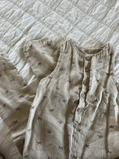 rylee and cru baby boy Toddler Palm Tree Romper Tencel Linen Blend Size 4-5 T