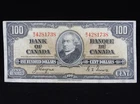 1937 $100 Dollars Bank of Canada Banknote Macdonald B/J 4281738 Coyne Towers F