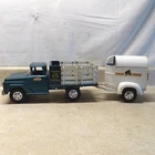 Vintage Tonka Farms Stake Truck Teal, With Horse Trailer, Late 1950's