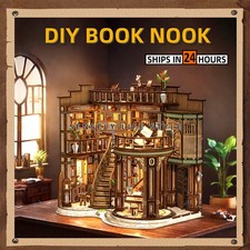 3D Wooden Dreamy Library DIY Book Nook Kit for Adults  Teens with LED Light US