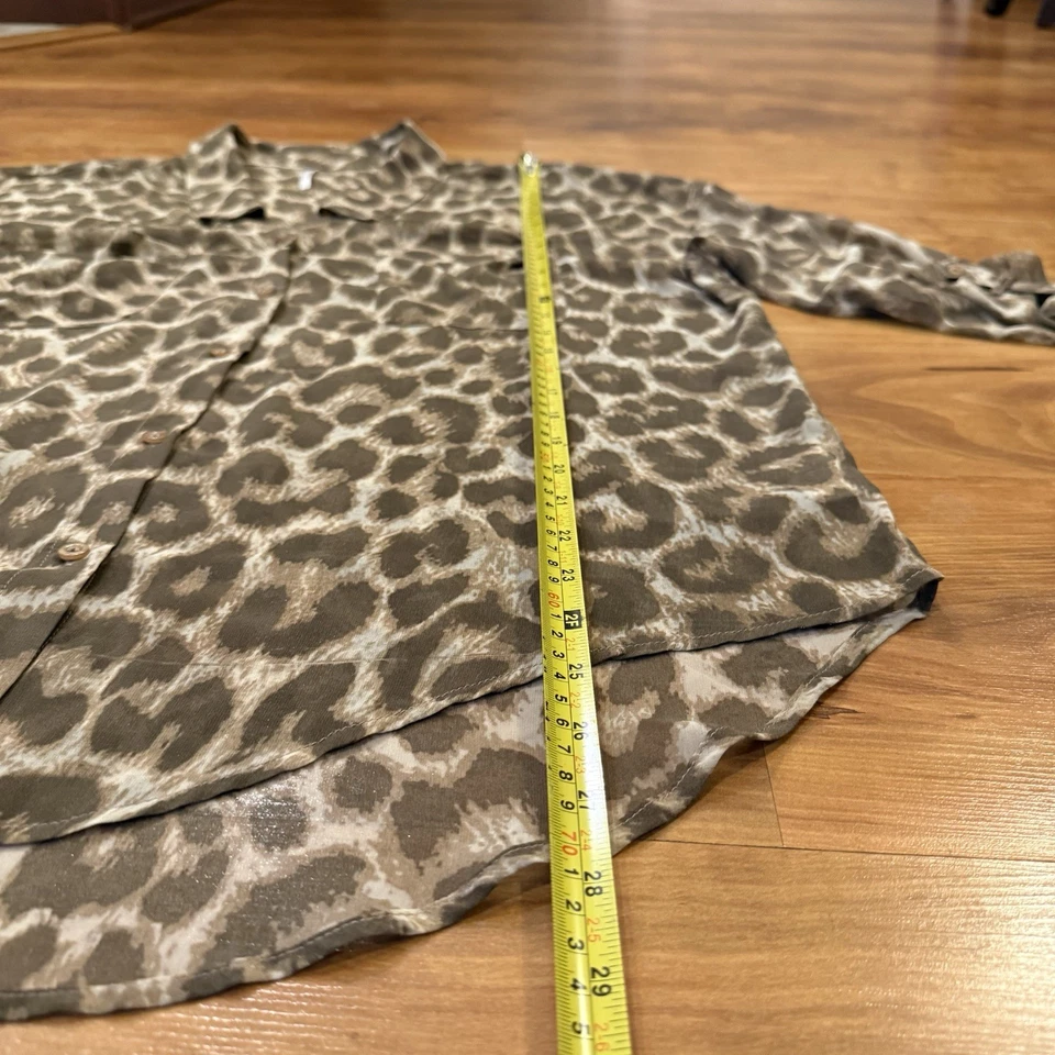 Blusa Camisa Top Free People Manga Larga Estampado Animal Guepardo Semi Transparente Talla L Foto 4 de 4