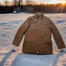 ✅Kenneth Cole New York Mens M Brown Pea Coat Wool Blend Quilt Lined ✅NO HOOD