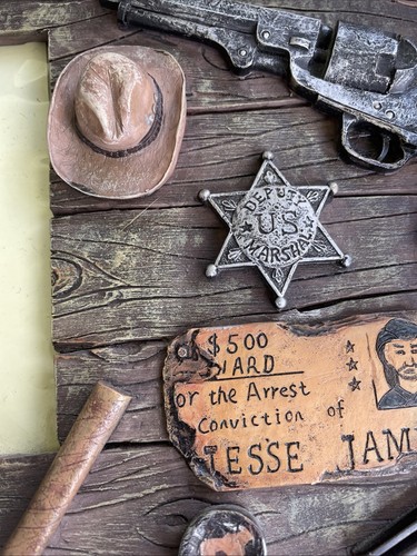 Old West Jesse James Distressed Cowboy Badge Photo Frame 4”x6” Western Express - Picture 10 of 11