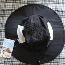 Black UPF 50 Wide Brim Sun Hat w/ Chin Strap, 100 Polyester