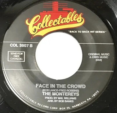 The Velons , The Montereys Shelly / Face In The Crowd Vinyl Single 7inch