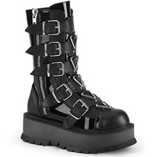 Demonia Pleaser Slacker Mid-Calf Platform Boots 2" With 5 Buckle Straps