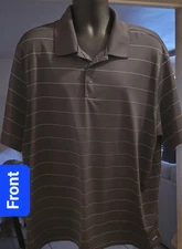 CHAMPION Golf Polo Shirt, Men's Size-XXL Dark Gray Striped, Duo-Dry , NWOT.