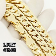 14K GOLD PLATED DIAMOND CUT CUBAN CURB CHAIN 24"x 10mm 73g/GP21