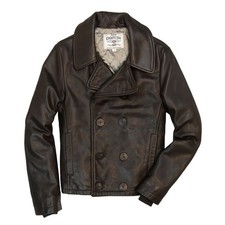 COCKPIT USA Naval Short Leather Peacoat Black,Dark Brown USA MADE Z21U025