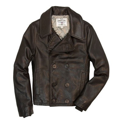 COCKPIT USA Naval Short Leather Peacoat Black,Dark Brown USA MADE