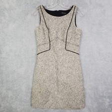 White House Black Market Womens Sheath Dress Sz 0 Gray Tweed Crew Neck Back Zip