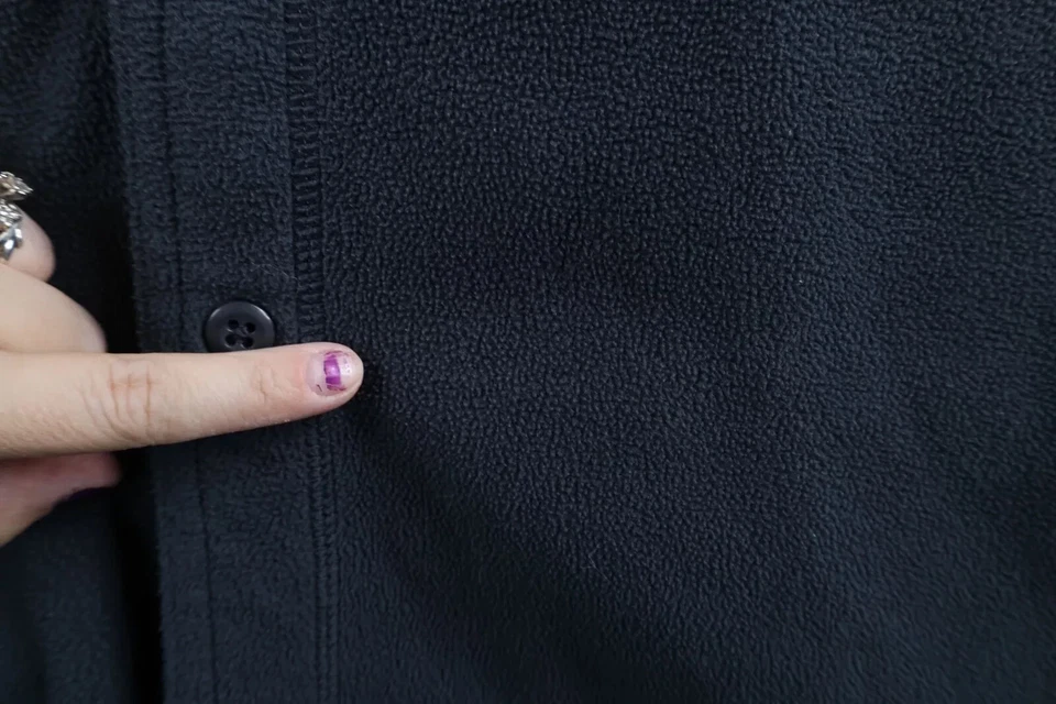 Vintage 90s Lands End Mens Size Large Faded Fleece Button Shirt Jacket Gray USA - Image 4 of 4