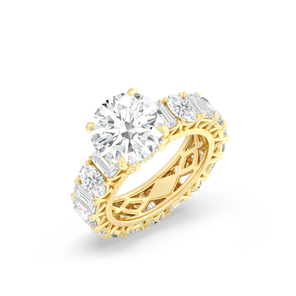 Diamond Engagement Ring Round Cut Lab Grown 6 Ct IGI Certified 18k Yellow Gold-image