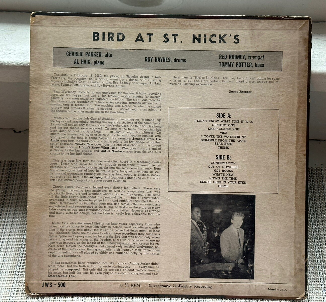 CHARLIE PARKER BIRD AT ST. NICKS RARE '57 MONO JAZZ JWS 500 eBay
