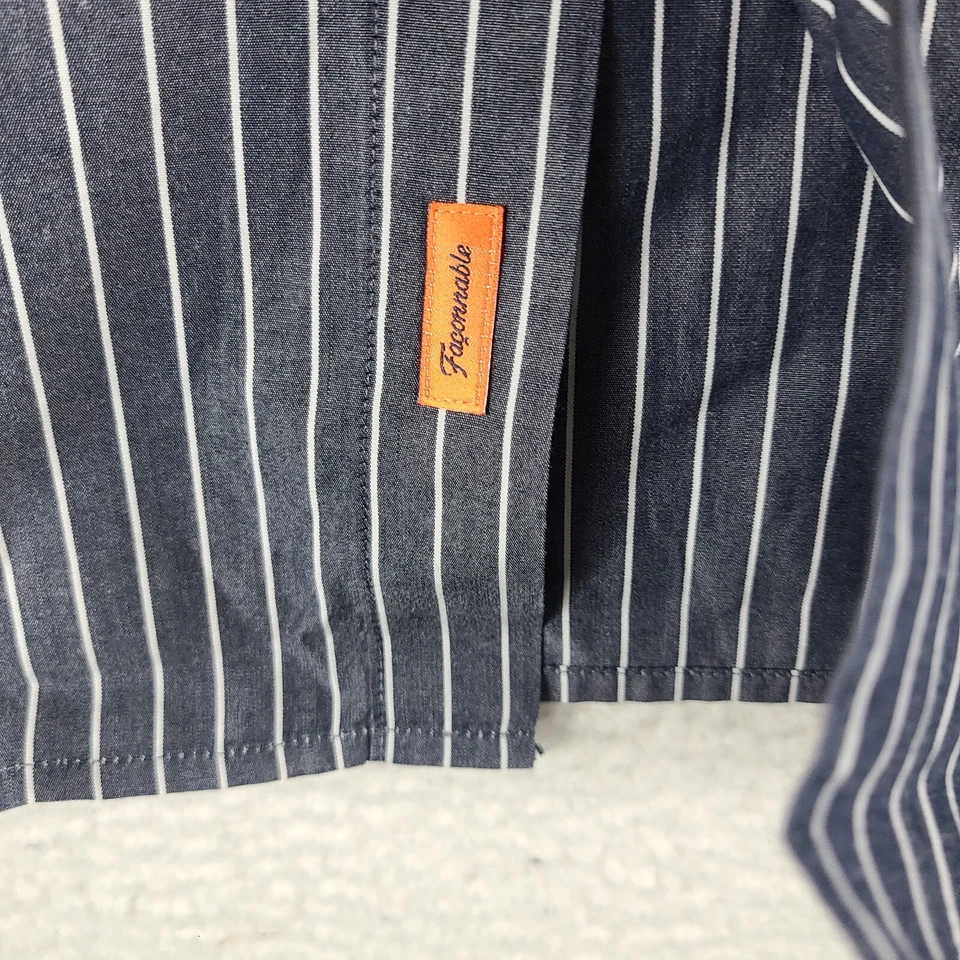 Faconnable джинсы рубашка мужская большой темно серый белый в полоску платье на пуговицах - Изображение 3 из 4