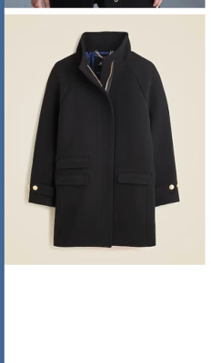J.Crew Womens $398 Petite Toscana coat Italian wool blend Size P12 CE181 Black
