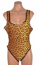 Vintage 90s Lingerie Teddy Bodysuit Leopard Animal Print Lace Avon Fashions XL