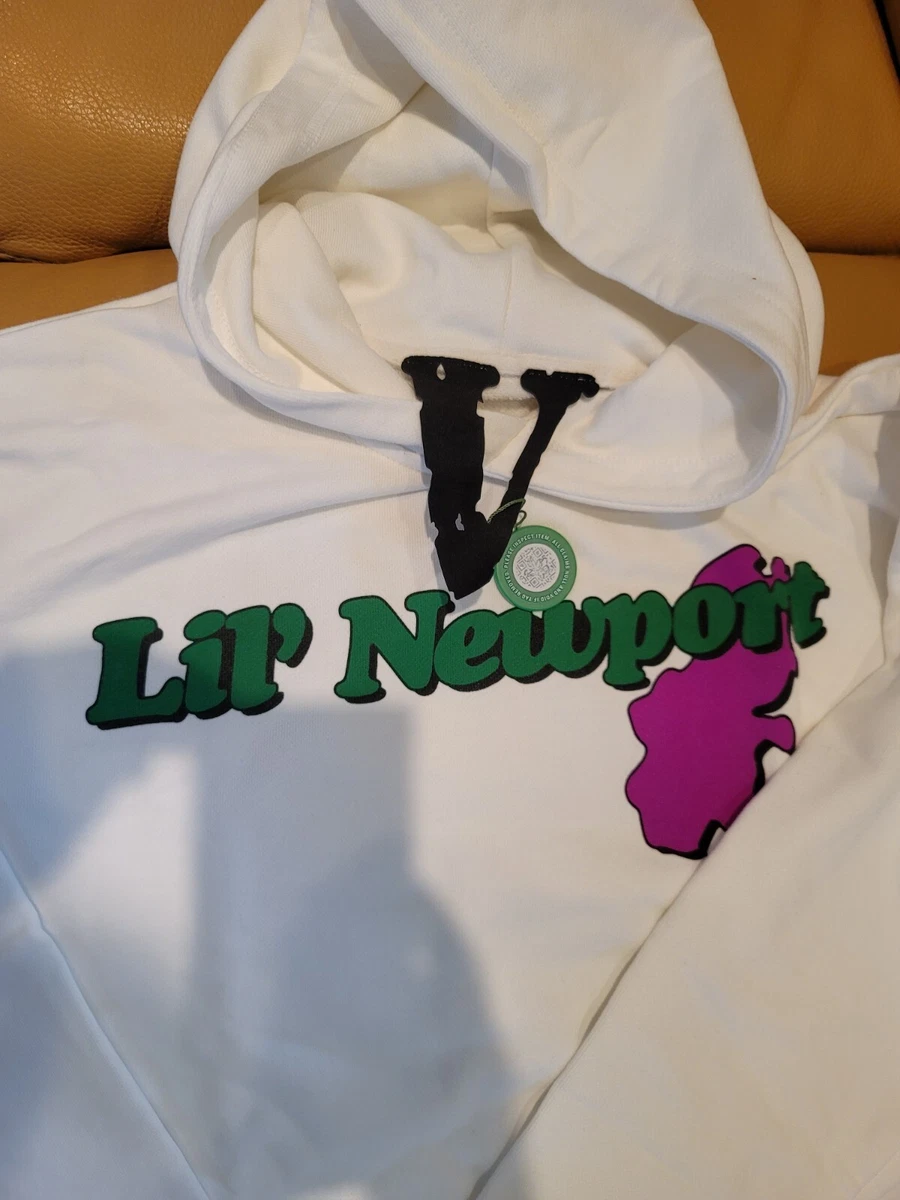 Vlone Yams Day Lil Newport Hooded Sweatshirt White Large L 100