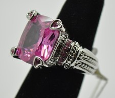 New pink cubic zirconia rhodium silver lady's wedding ring size:6-9