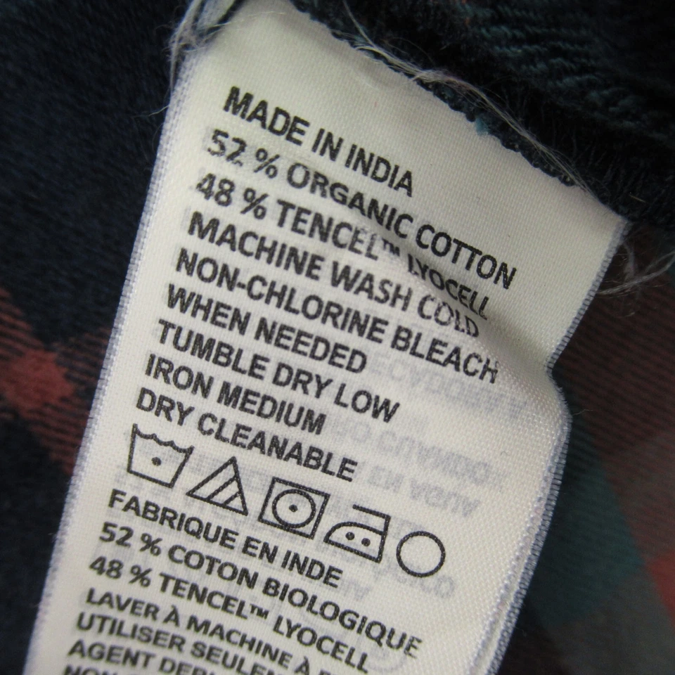 Camisa Prana Mujer Pequeña Manga Larga Abotonada Ligera Cuadros Informal Bolsillos Foto 4 de 4