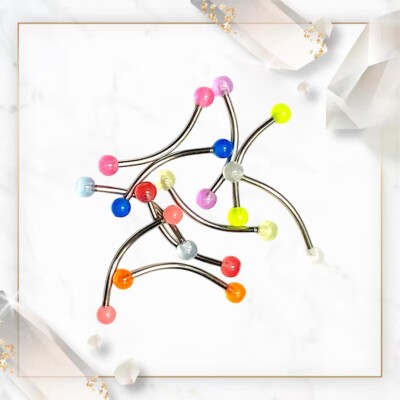 10PCS PVD Ball Snake Eyes Tongue Barbells Piercings 16G 14mm