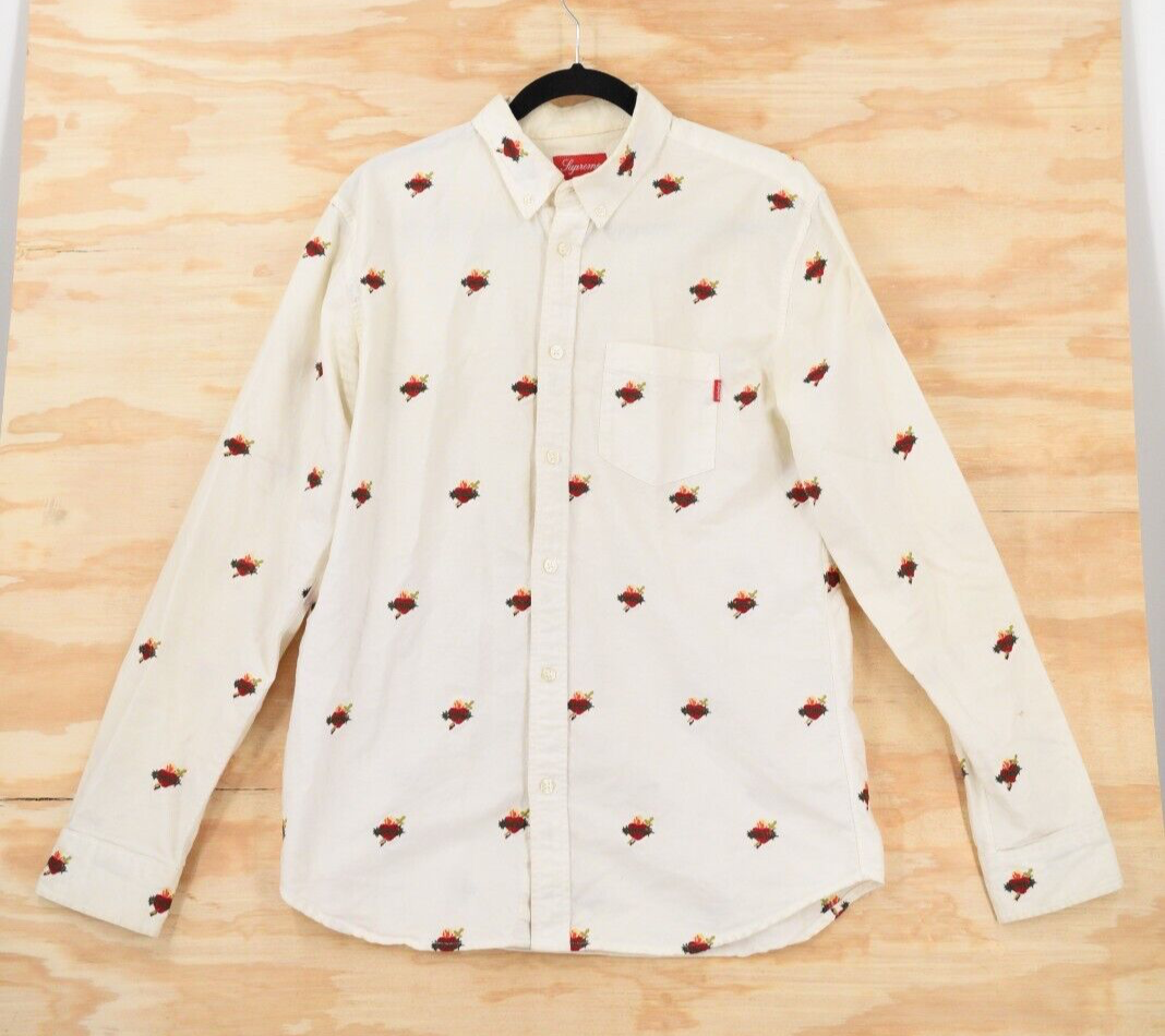 Supreme Sacred Hearts Oxford White Long Sleeve Button Down Shirt 