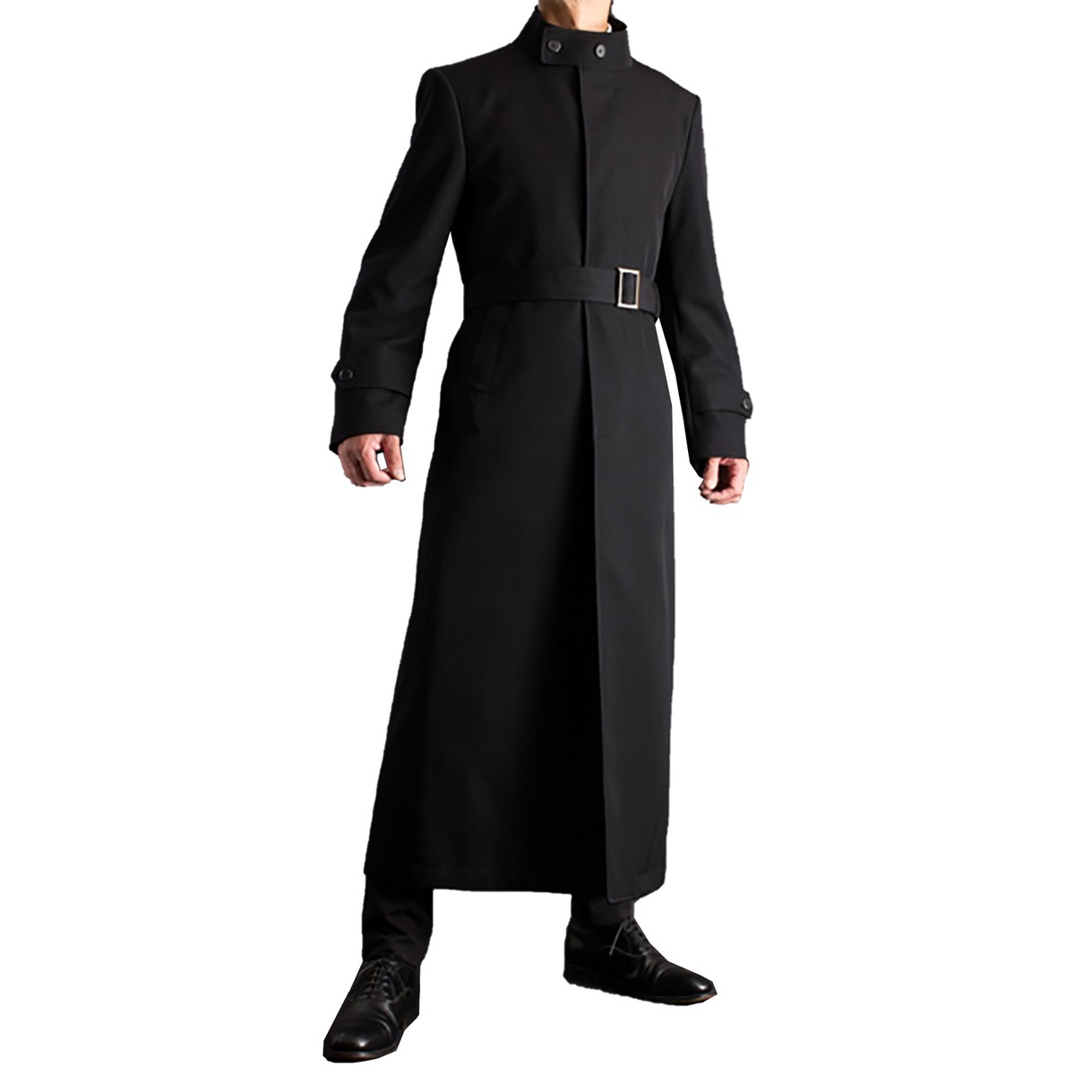 Men's Winter Long Warm Coat Windbreak Coat with Belt Ankle Length