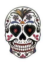 Day of the Dead Skull Floral Hearts Decal Darice Decorative 6" Square 1 Piece
