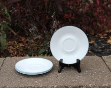 SET OF 4 CORELLE OUTER BANKS LIGHTHOUSE 6 1/4" SAUCER LIGHT BLUE RIM