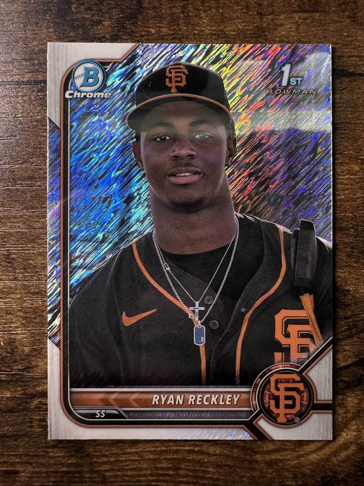 2022 Bowman 1st Chrome Prospects #BCP-163 Ryan Reckley Shimmer Refractor Card