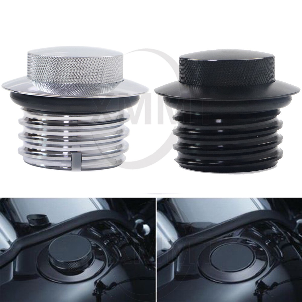Black Pop-Up Gas Cap For Harley Touring Models - Vented, Right-Hand Thread, Billet Aluminum
