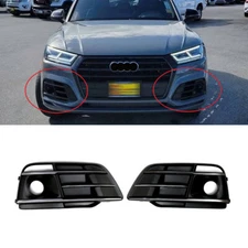 For Audi Q5 Sline SQ5 2018-20 L&R Hole Front Bumper Fog Lights Grilles Cover