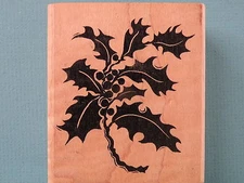Bold Holly Sprig, Large - A STAMP IN THE HAND Rubber Stamp
