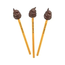 3 NUMBER 2 PENCIL FAKE CRAP POO Joke Prank Poop Turd Dog Human Rubber Two School