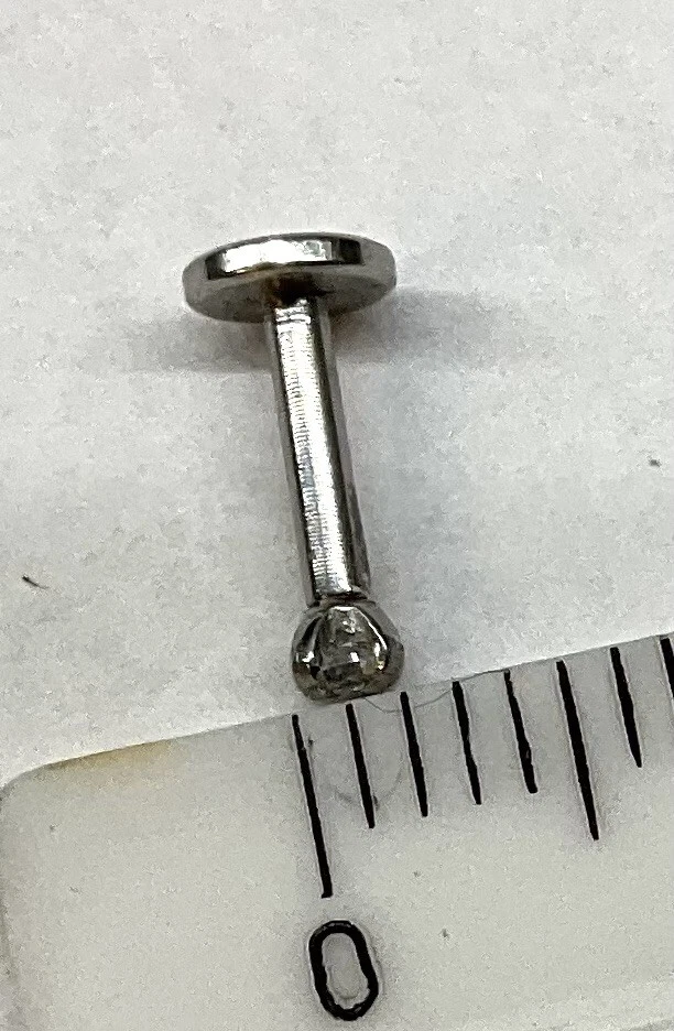 Piercing Tragus Glitzer Zirkonia klar weiß Chirurgenstahl Kugel 2 mm Stab 6 mm - Bild 3 von 3
