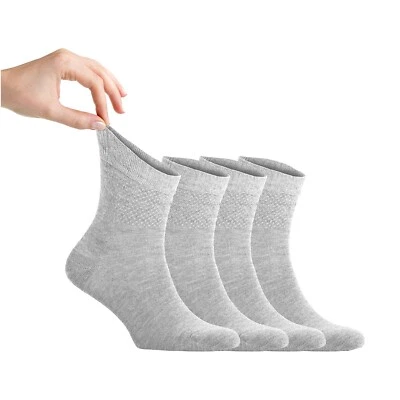 Zemy® Men Diabetic Ankle Socks 4-Pair Bamboo Material Durable Seamless Toe 6-11