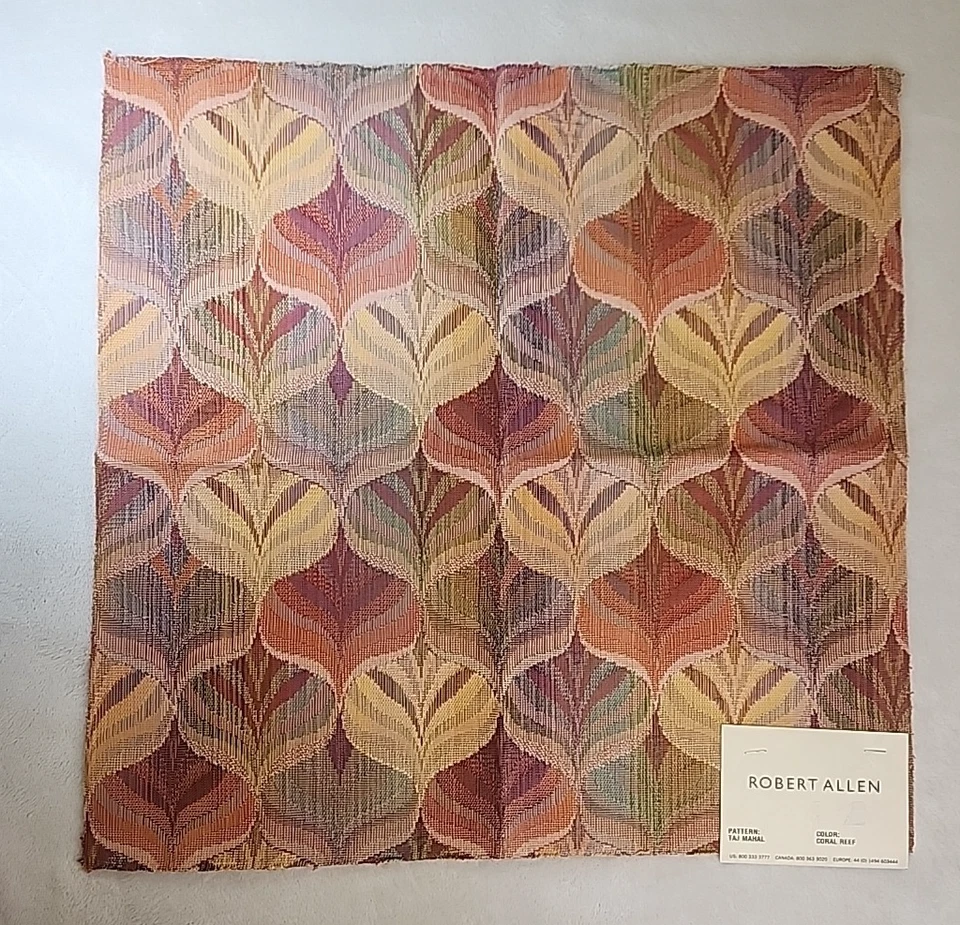 ROBERT ALLEN Taj Mahal Leeward Coral Reef 17 1/2 x 17 5/8" Woven Fabric Samples - Image 2 of 4