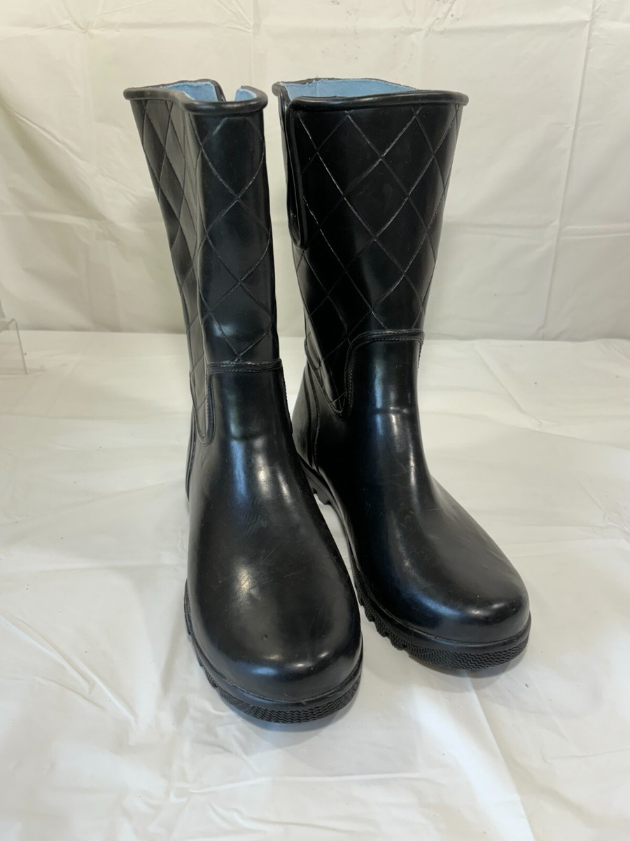 Sperry Top-Sider Black Quilted Rubber Waterproof Boots Size 9 | eBay