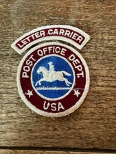 (2) Pre 1971 NOS Vintage US Post Office Department Patches Pony & Letter Carrier
