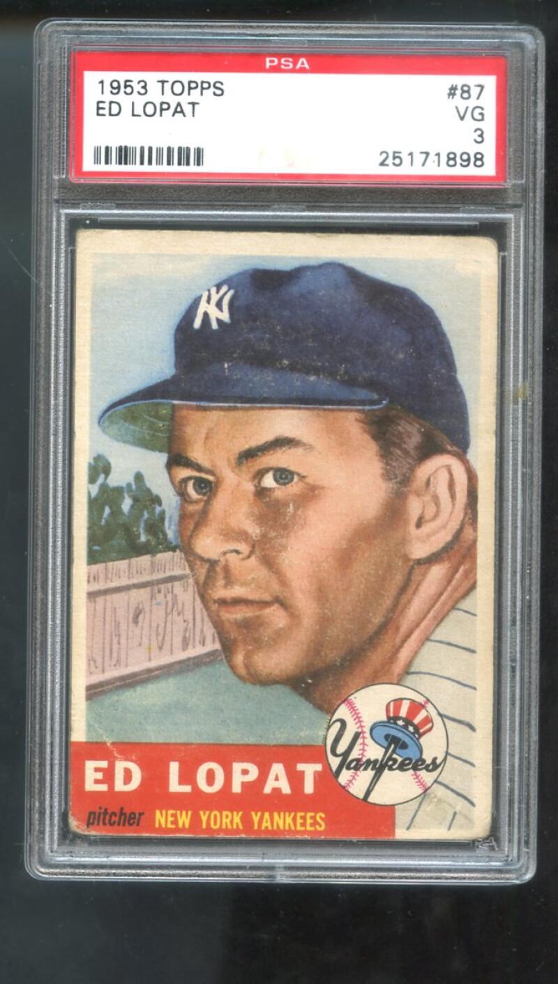 1953 Topps #87 Ed Lopat PSA 3 Graded Baseball Card MLB New York Yankees