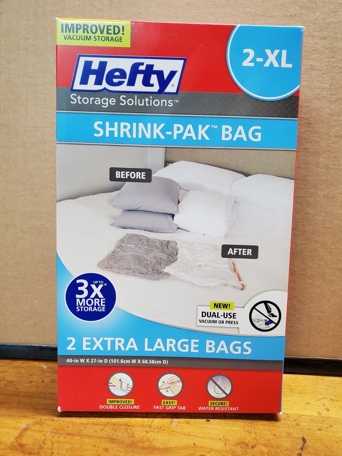 Hefty SHRINKPAK 2 Extra Lg Vacuum Storage Bags, Water Resistant