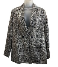 Nine West Satin Blazer Jacket Cheetah Print Size Small Mob Wife Party Cocktail